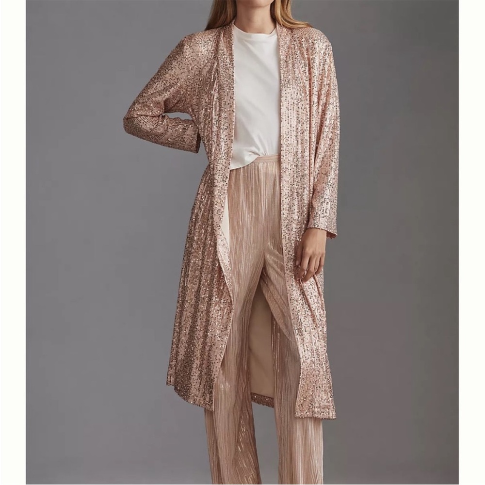 Anthropologie BB Dakota Rose Gold Sequin Duster, 3X